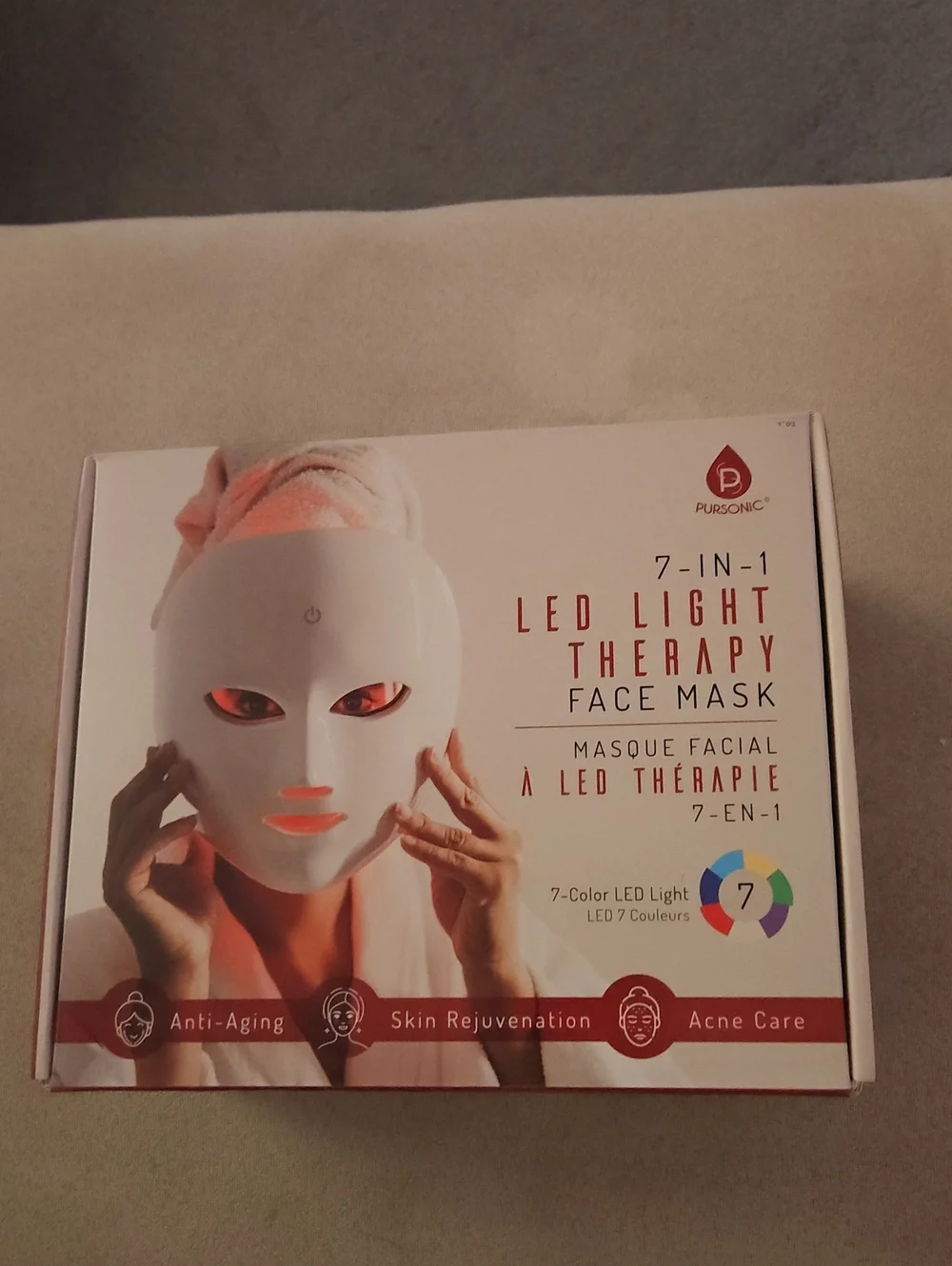 Pursonic 7-in-1 LED Light Therapy Face Mask — White